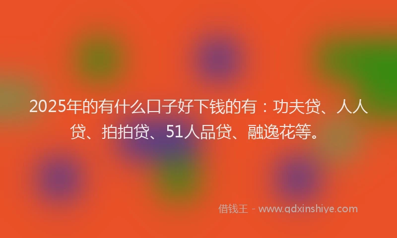 2025年的有什么口子好下钱的有：功夫贷、人人贷、拍拍贷、51人品贷、融逸花等。