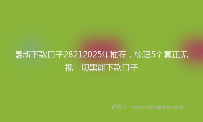 最新下款口子28212025年推荐，梳理5个真正无视一切黑能下款口子
