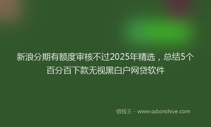 新浪分期有额度审核不过2025年精选，总结5个百分百下款无视黑白户网贷软件