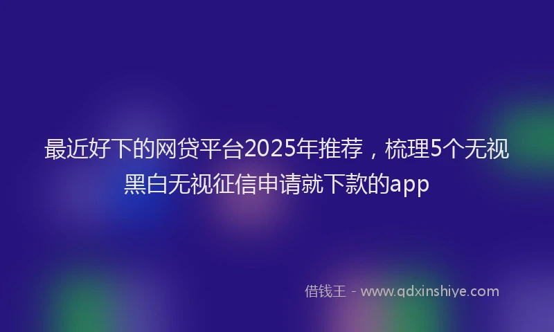最近好下的网贷平台2025年推荐，梳理5个无视黑白无视征信申请就下款的app