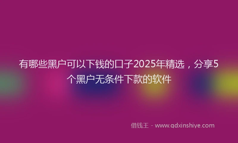 有哪些黑户可以下钱的口子2025年精选，分享5个黑户无条件下款的软件