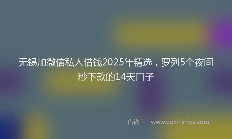 无锡加微信私人借钱2025年精选，罗列5个夜间秒下款的14天口子