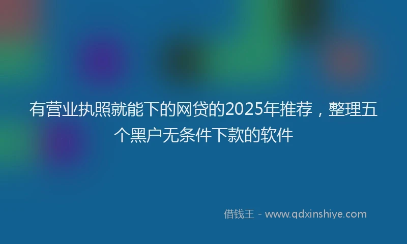 有营业执照就能下的网贷的2025年推荐，整理五个黑户无条件下款的软件