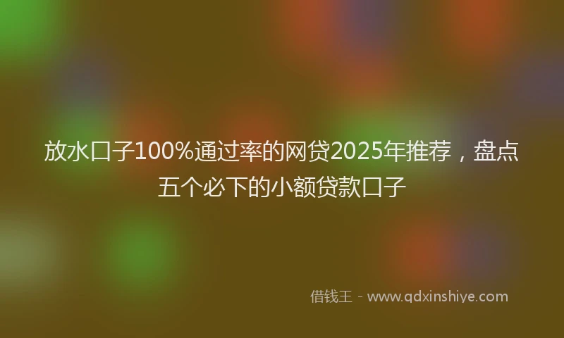 放水口子100%通过率的网贷2025年推荐，盘点五个必下的小额贷款口子