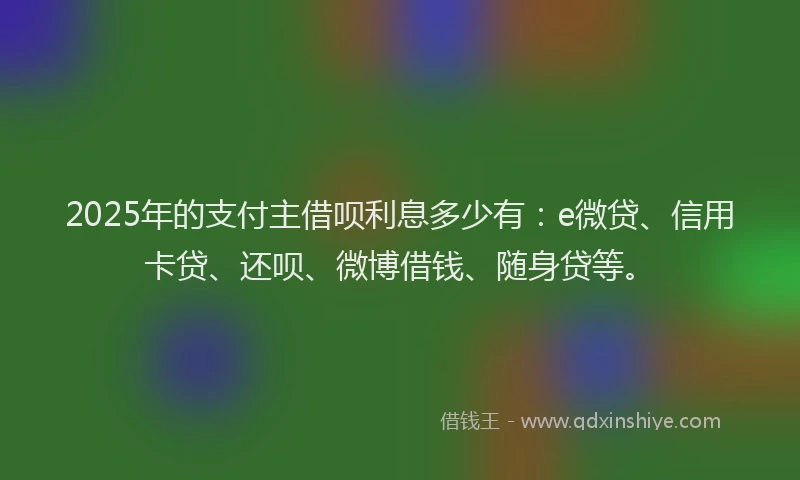 2025年的支付主借呗利息多少有：e微贷、信用卡贷、还呗、微博借钱、随身贷等。