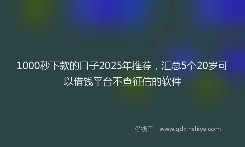 1000秒下款的口子2025年推荐，汇总5个20岁可以借钱平台不查征信的软件