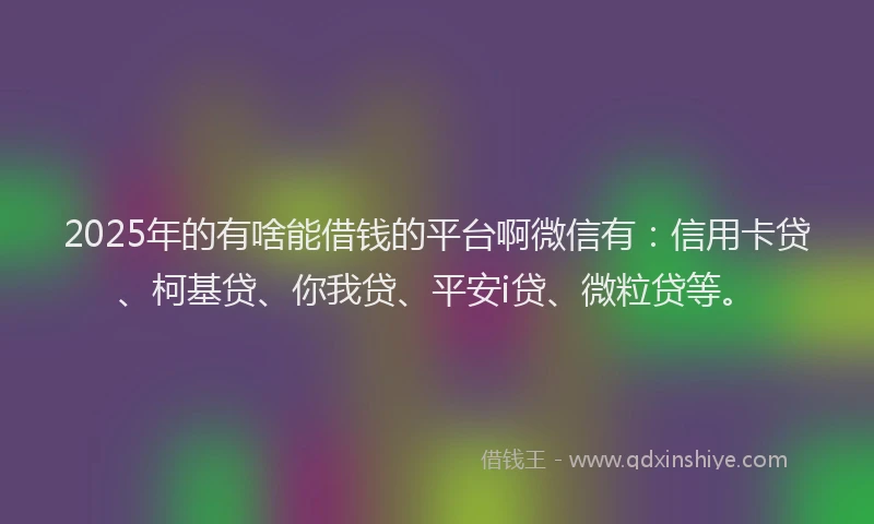 2025年的有啥能借钱的平台啊微信有：信用卡贷、柯基贷、你我贷、平安i贷、微粒贷等。