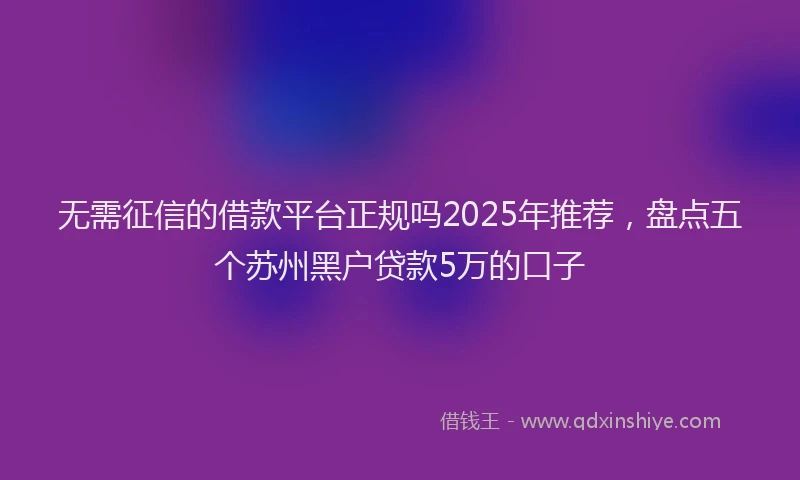 无需征信的借款平台正规吗2025年推荐，盘点五个苏州黑户贷款5万的口子