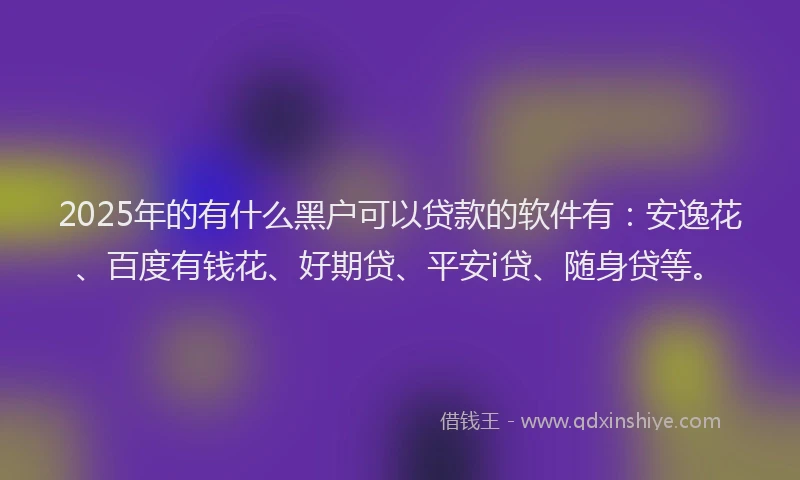 2025年的有什么黑户可以贷款的软件有：安逸花、百度有钱花、好期贷、平安i贷、随身贷等。