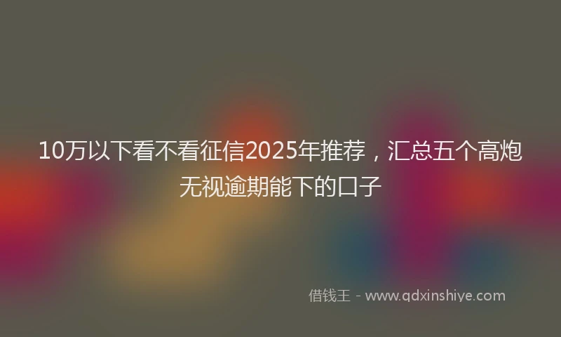 10万以下看不看征信2025年推荐，汇总五个高炮无视逾期能下的口子