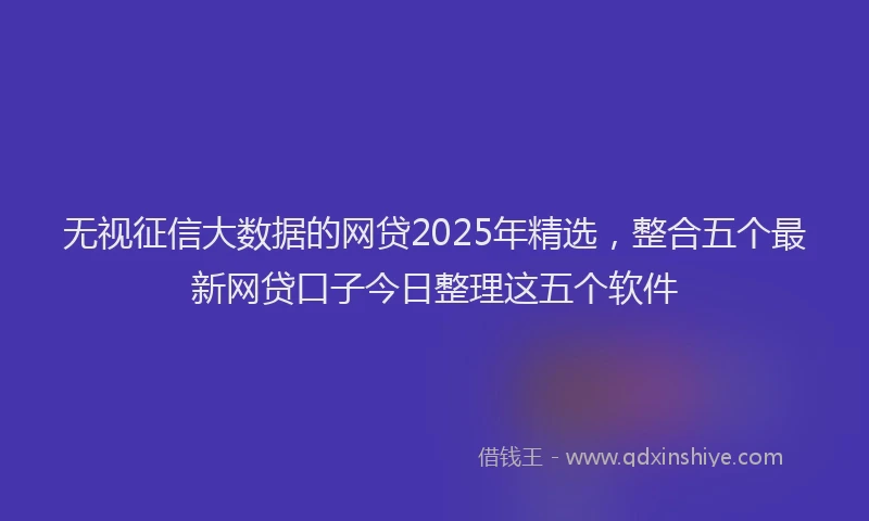 无视征信大数据的网贷2025年精选，整合五个最新网贷口子今日整理这五个软件