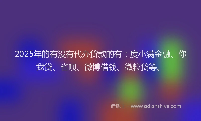 2025年的有没有代办贷款的有：度小满金融、你我贷、省呗、微博借钱、微粒贷等。