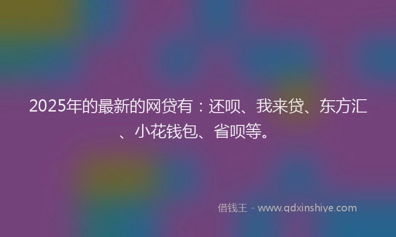 2025年的最新的网贷有：还呗、我来贷、东方汇、小花钱包、省呗等。