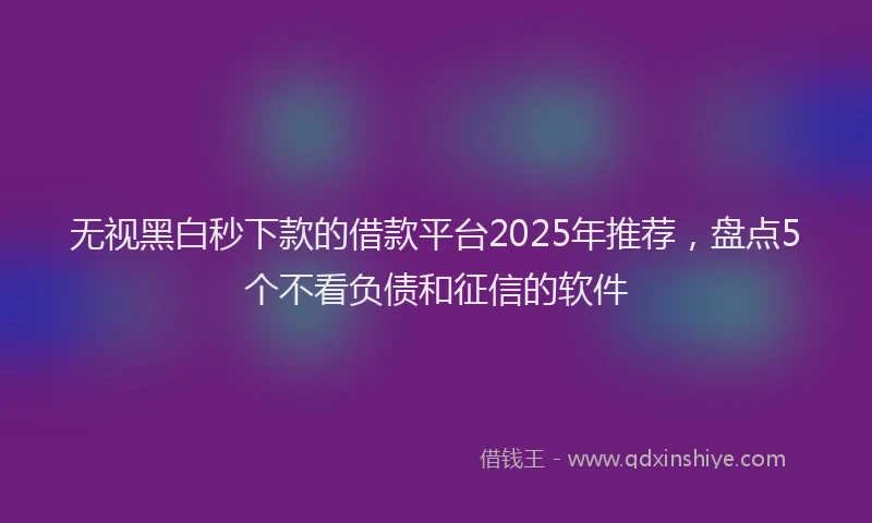无视黑白秒下款的借款平台2025年推荐，盘点5个不看负债和征信的软件