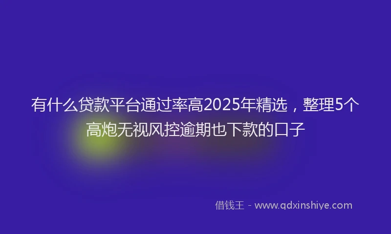 有什么贷款平台通过率高2025年精选，整理5个高炮无视风控逾期也下款的口子
