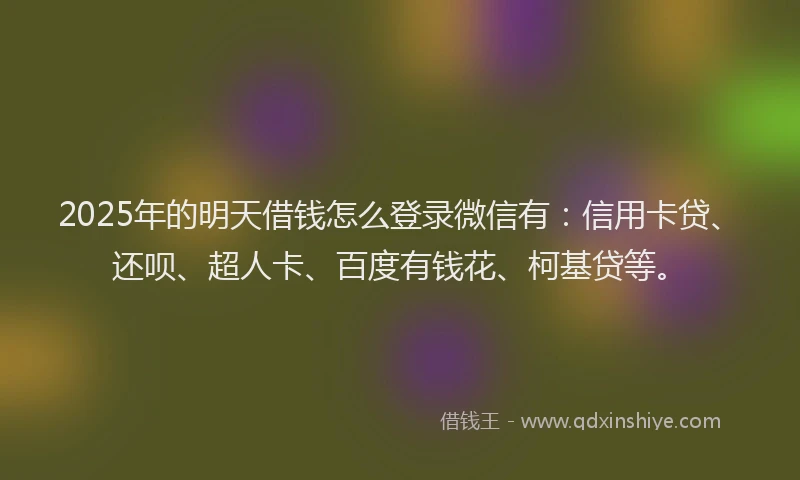 2025年的明天借钱怎么登录微信有：信用卡贷、还呗、超人卡、百度有钱花、柯基贷等。