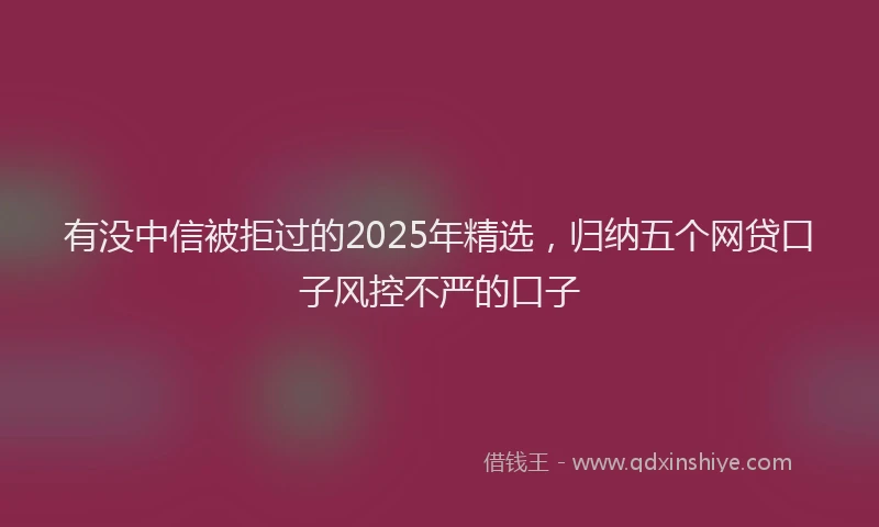 有没中信被拒过的2025年精选，归纳五个网贷口子风控不严的口子