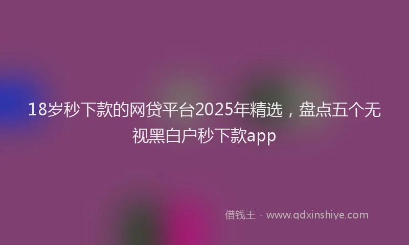 18岁秒下款的网贷平台2025年精选，盘点五个无视黑白户秒下款app