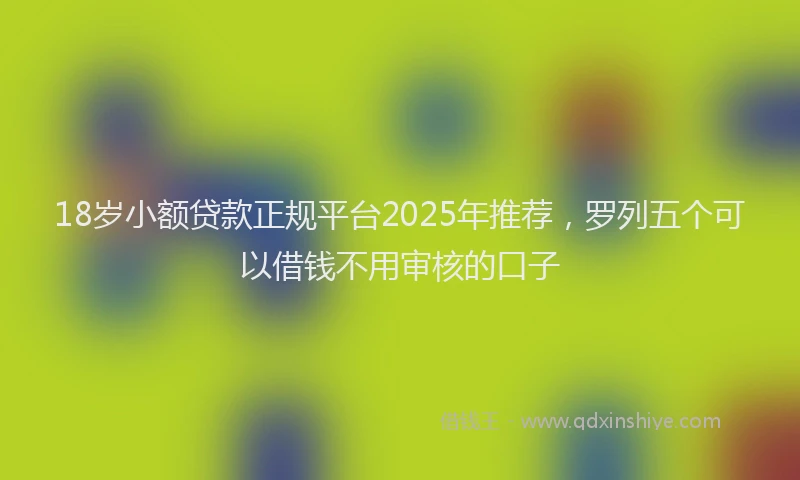 18岁小额贷款正规平台2025年推荐,罗列五个可以借钱不用审核的口子