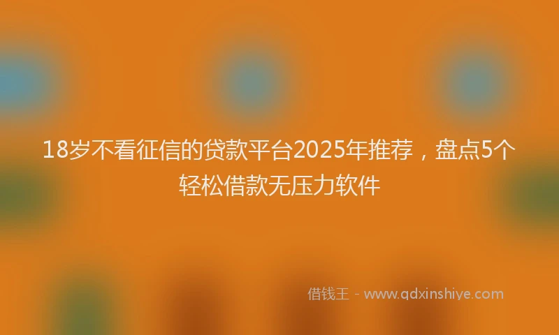 18岁不看征信的贷款平台2025年推荐，盘点5个轻松借款无压力软件