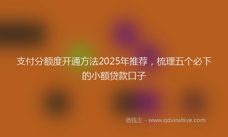 支付分额度开通方法2025年推荐，梳理五个必下的小额贷款口子