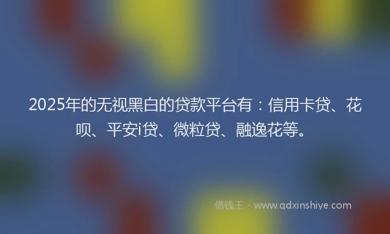 2025年的无视黑白的贷款平台有：信用卡贷、花呗、平安i贷、微粒贷、融逸花等。
