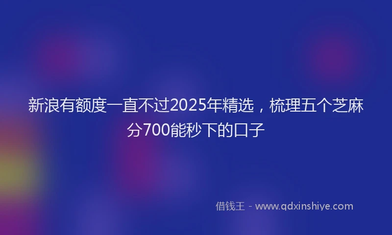新浪有额度一直不过2025年精选，梳理五个芝麻分700能秒下的口子