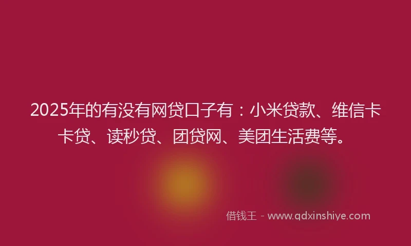 2025年的有没有网贷口子有：小米贷款、维信卡卡贷、读秒贷、团贷网、美团生活费等。