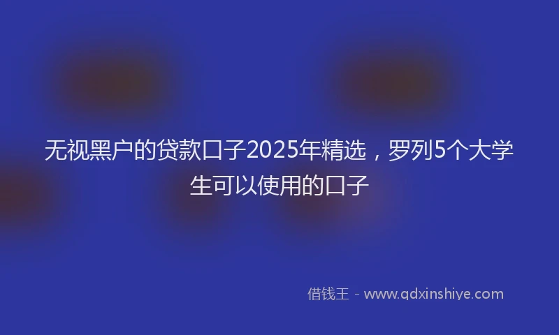 无视黑户的贷款口子2025年精选，罗列5个大学生可以使用的口子