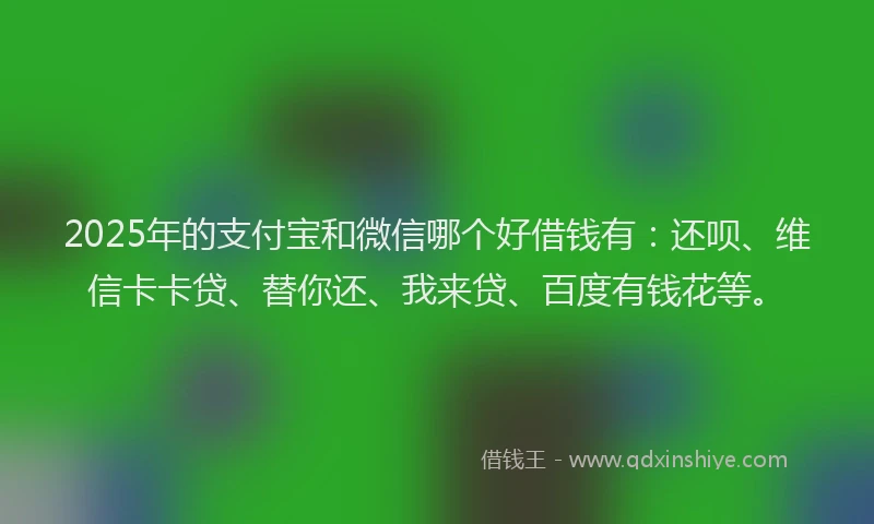 2025年的支付宝和微信哪个好借钱有：还呗、维信卡卡贷、替你还、我来贷、百度有钱花等。