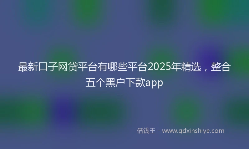 最新口子网贷平台有哪些平台2025年精选，整合五个黑户下款app