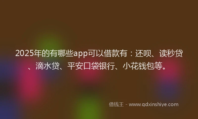 2025年的有哪些app可以借款有：还呗、读秒贷、滴水贷、平安口袋银行、小花钱包等。