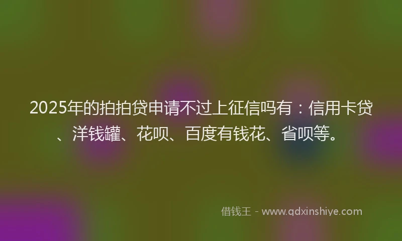 2025年的拍拍贷申请不过上征信吗有：信用卡贷、洋钱罐、花呗、百度有钱花、省呗等。