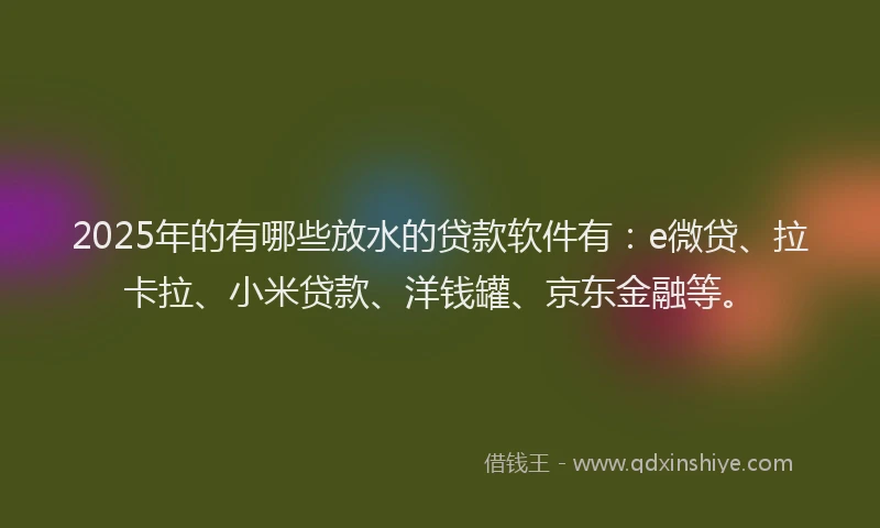 2025年的有哪些放水的贷款软件有：e微贷、拉卡拉、小米贷款、洋钱罐、京东金融等。