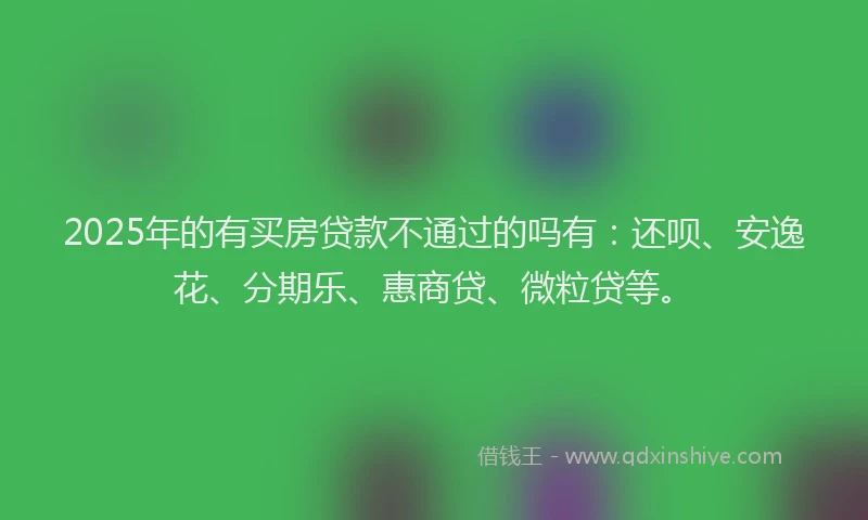 2025年的有买房贷款不通过的吗有：还呗、安逸花、分期乐、惠商贷、微粒贷等。