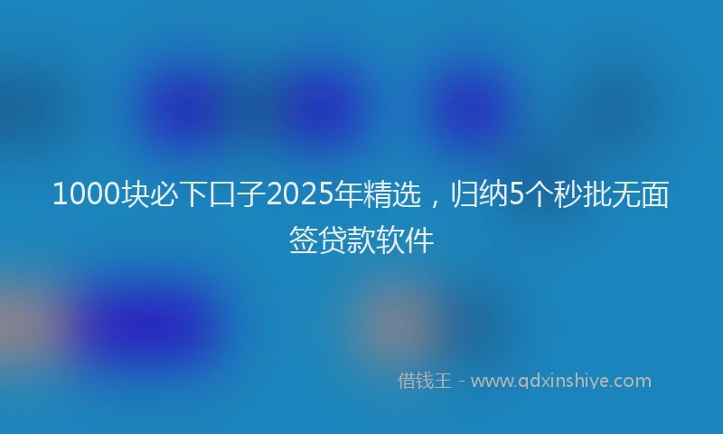 1000块必下口子2025年精选，归纳5个秒批无面签贷款软件