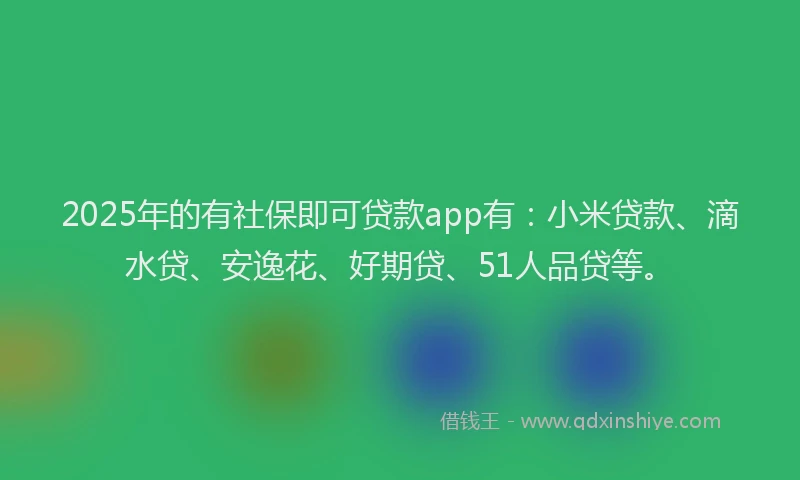 2025年的有社保即可贷款app有：小米贷款、滴水贷、安逸花、好期贷、51人品贷等。