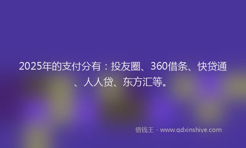 2025年的支付分有：投友圈、360借条、快贷通、人人贷、东方汇等。