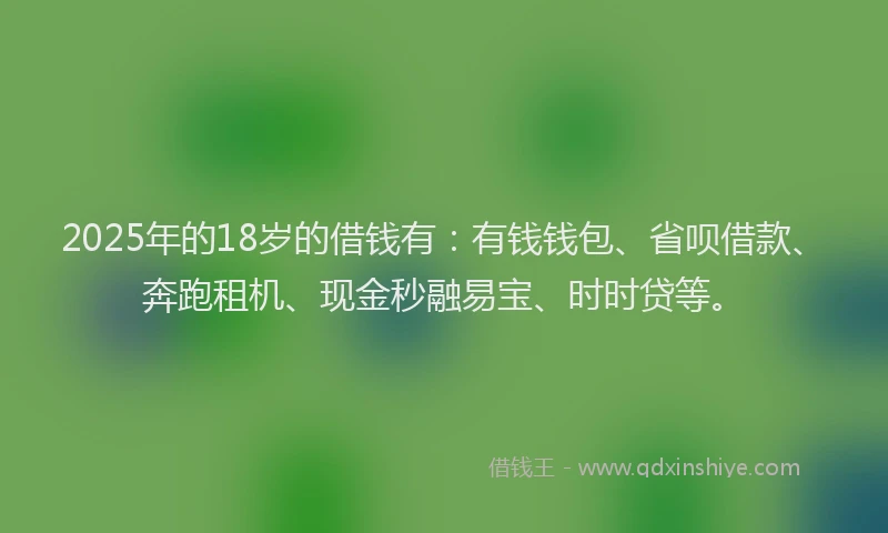 2025年的18岁的借钱有：有钱钱包、省呗借款、奔跑租机、现金秒融易宝、时时贷等。