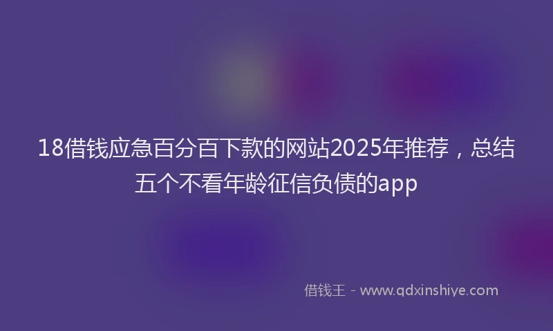 18借钱应急百分百下款的网站2025年推荐，总结五个不看年龄征信负债的app