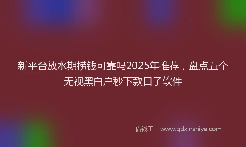 新平台放水期捞钱可靠吗2025年推荐，盘点五个无视黑白户秒下款口子软件