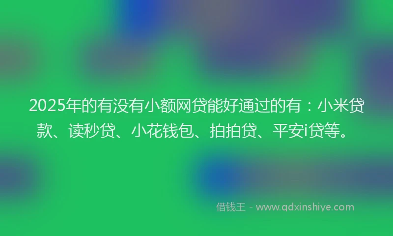 2025年的有没有小额网贷能好通过的有：小米贷款、读秒贷、小花钱包、拍拍贷、平安i贷等。