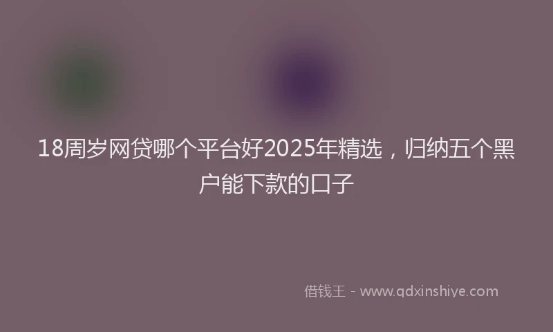 18周岁网贷哪个平台好2025年精选，归纳五个黑户能下款的口子