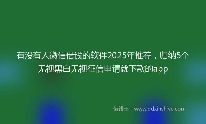 有没有人微信借钱的软件2025年推荐，归纳5个无视黑白无视征信申请就下款的app