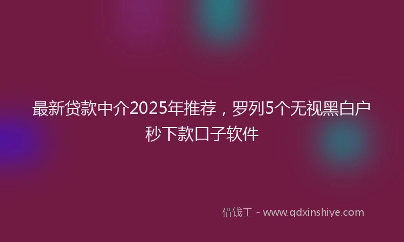最新贷款中介2025年推荐，罗列5个无视黑白户秒下款口子软件