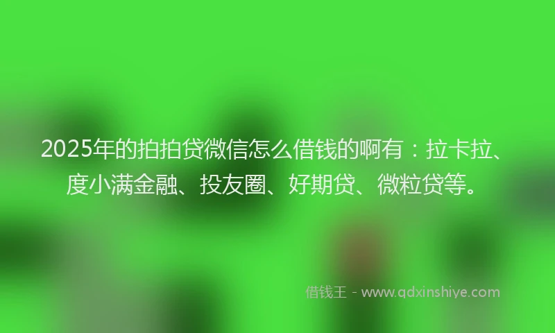 2025年的拍拍贷微信怎么借钱的啊有：拉卡拉、度小满金融、投友圈、好期贷、微粒贷等。