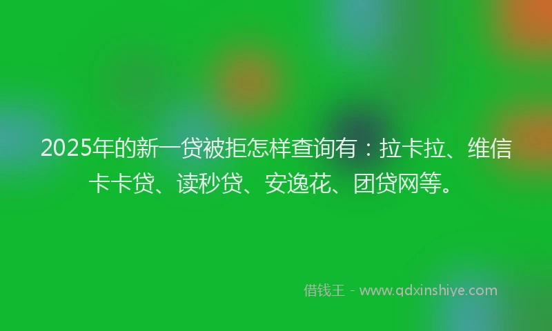 2025年的新一贷被拒怎样查询有：拉卡拉、维信卡卡贷、读秒贷、安逸花、团贷网等。