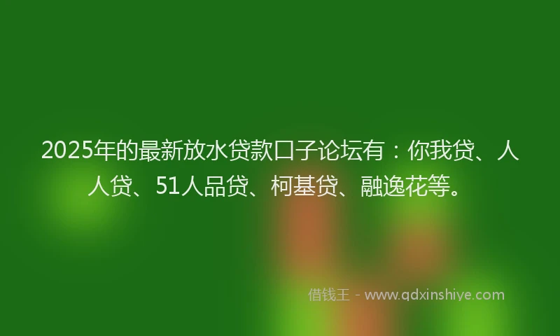 2025年的最新放水贷款口子论坛有：你我贷、人人贷、51人品贷、柯基贷、融逸花等。