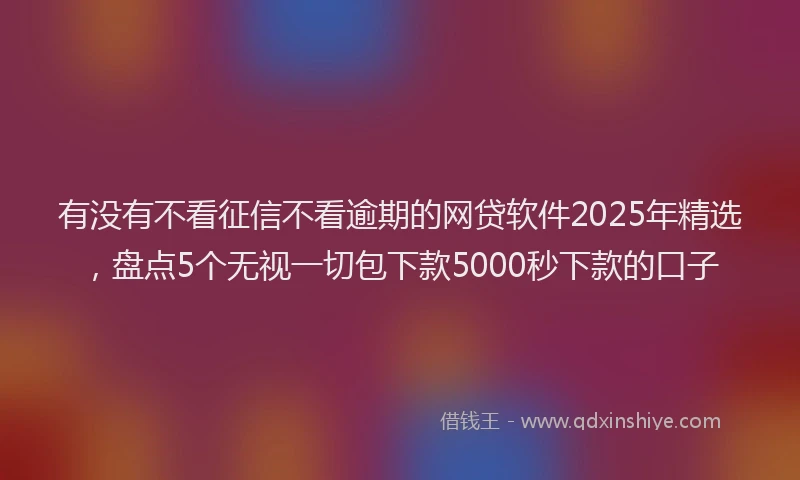 有没有不看征信不看逾期的网贷软件2025年精选，盘点5个无视一切包下款5000秒下款的口子