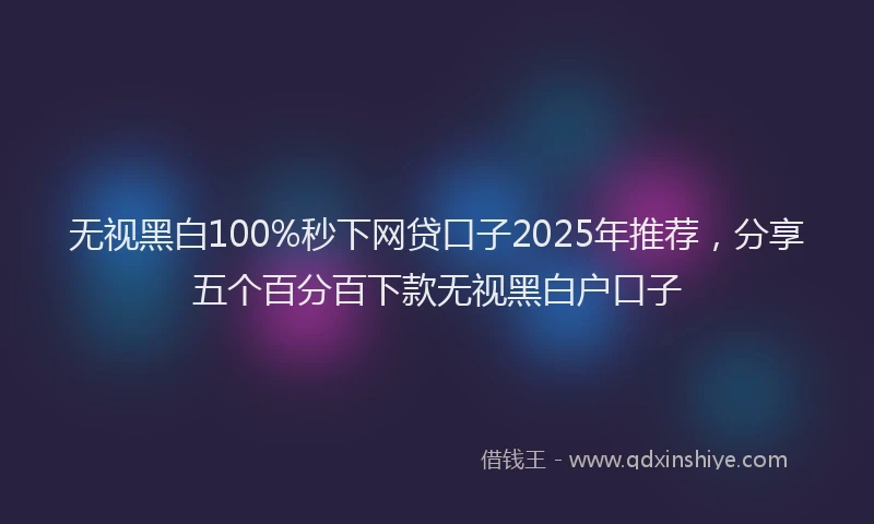 无视黑白100%秒下网贷口子2025年推荐，分享五个百分百下款无视黑白户口子